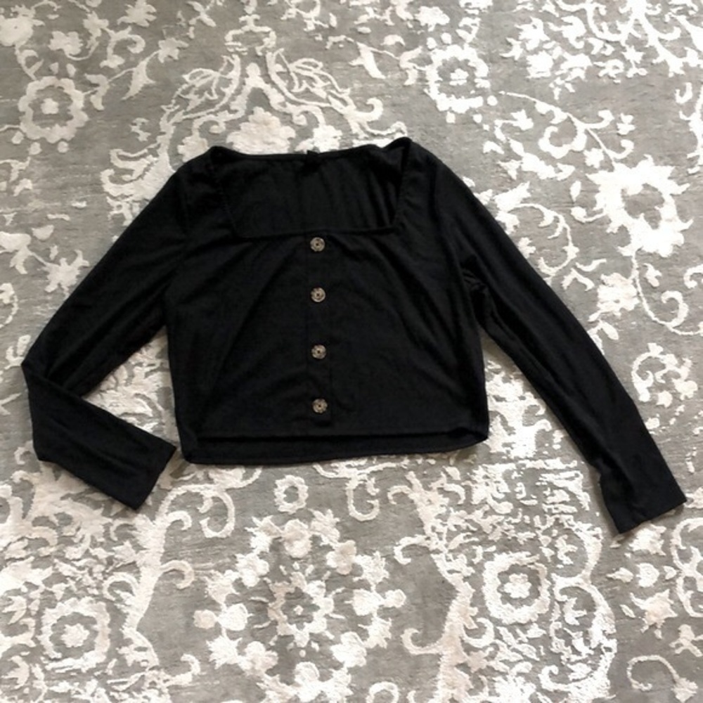 Wild Fable Crop Faux Button Long Sleeve